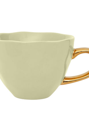 107450 Good Morning Cup cappuccino / thee kop pale green met gouden oor