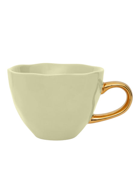 107450 Good Morning Cup cappuccino / thee kop pale green met gouden oor