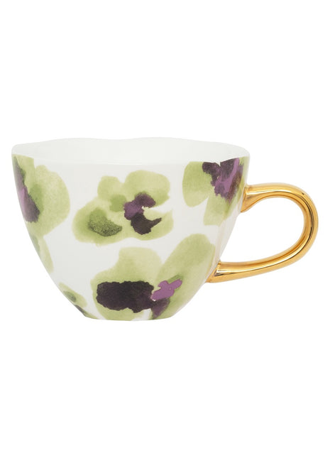 107465 Good Morning Cup cappuccino / thee kop violet met gouden oor