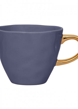 Good Morning koffiekop purple blue gouden oor