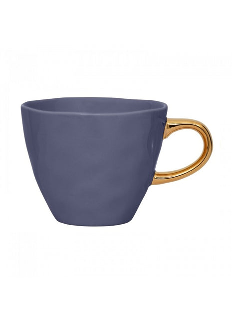 Good Morning koffiekop purple blue gouden oor