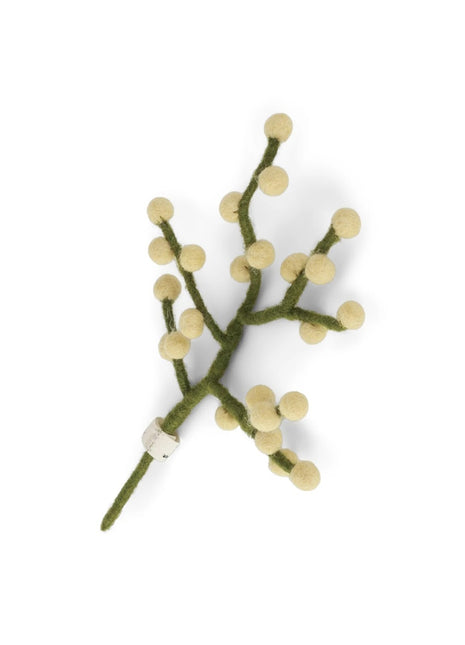 Gry & Sif mini groene tak met zachtgele bessen wolvilt 20 cm