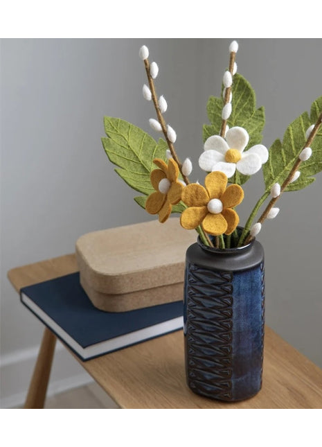 Gry & Sif vilten bloem - simple flower - zeeblauw 30 cm