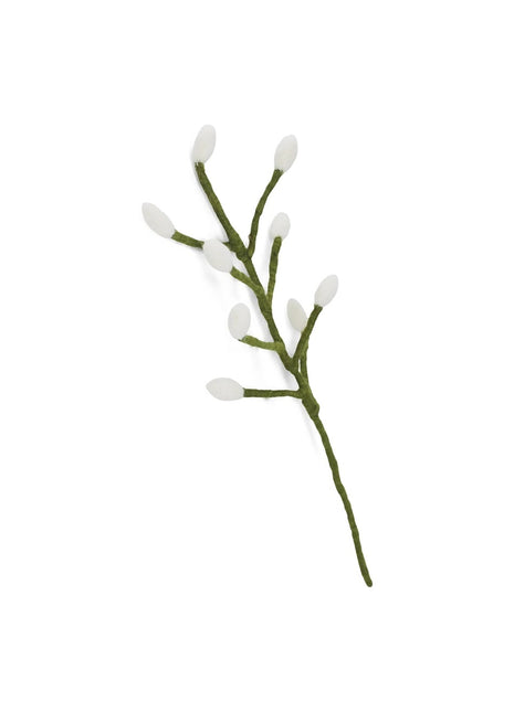 Gry & Sif vilten groene tak met witte knoppen 37 cm