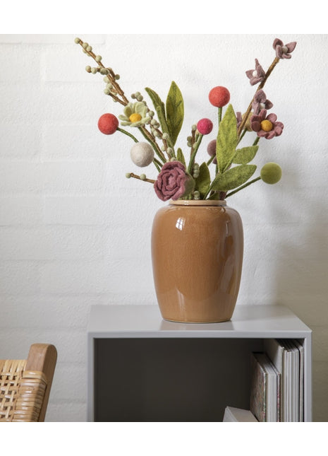 Gry & Sif vilten tak groen met bladeren 35 cm