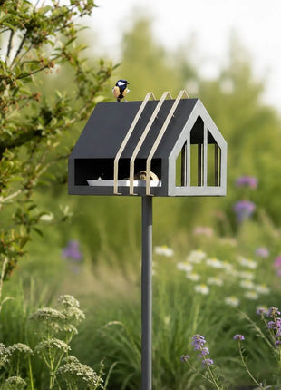 Heeej Framed vogel voederhuis donkergrijs op paal