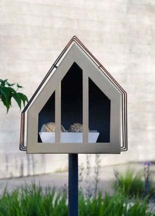 Heeej Framed vogel voederhuis parelmoer beige op paal