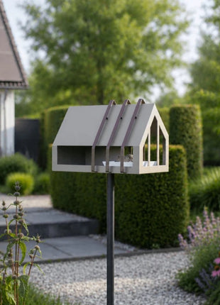 Heeej Framed vogel voederhuis parelmoer beige op paal