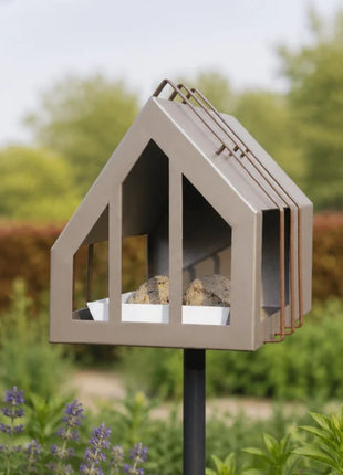 Heeej Framed vogel voederhuis parelmoer beige op paal