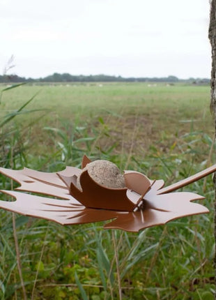 Heeej Leaf Me wand vogelvoederschaal / birdfeeder bruin
