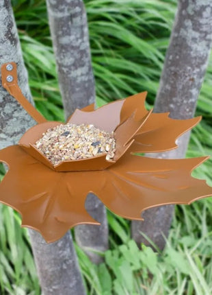 Heeej Leaf Me wand vogelvoederschaal / birdfeeder bruin