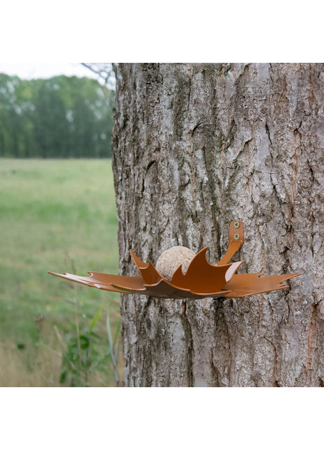 Heeej Leaf Me wand vogelvoederschaal / birdfeeder bruin