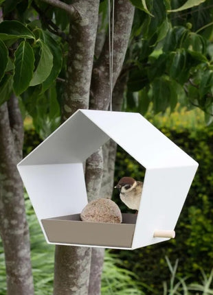 Heeej Small Diamond hangend vogelvoederhuis wit birdfeeder