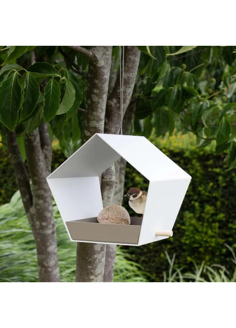 Heeej Small Diamond hangend vogelvoederhuis wit birdfeeder