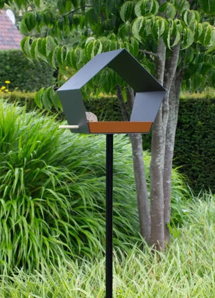 Heeej Big Diamond – vogelvoederhuis birdfeeder op paal - grijs