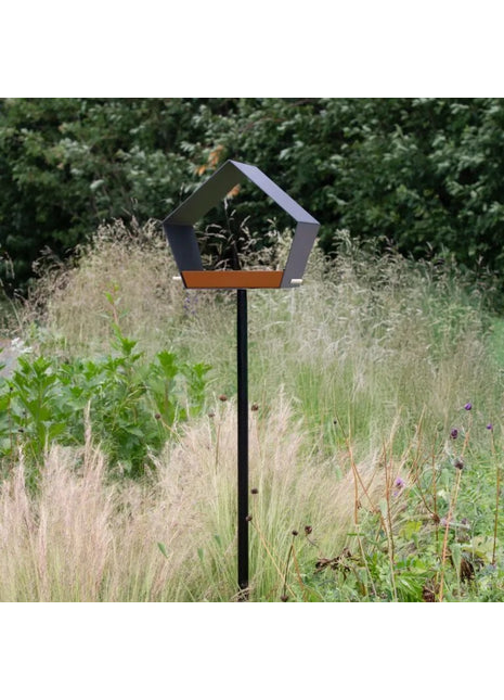 Heeej Big Diamond – vogelvoederhuis birdfeeder op paal - grijs