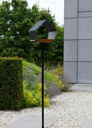 Heeej Big Diamond – vogelvoederhuis birdfeeder op paal - grijs