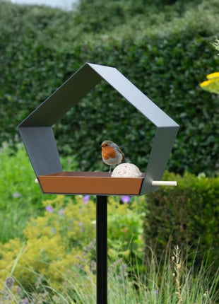 Heeej Big Diamond – vogelvoederhuis birdfeeder op paal - grijs