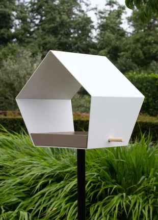 Heeej Big Diamond – vogelvoederhuis birdfeeder op paal - wit