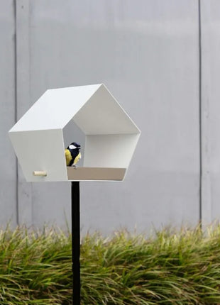 Heeej Big Diamond – vogelvoederhuis birdfeeder op paal - wit