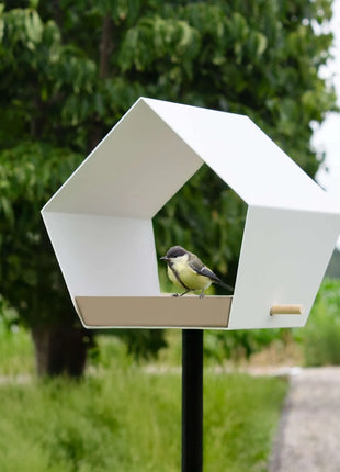 Heeej Big Diamond – vogelvoederhuis birdfeeder op paal - wit