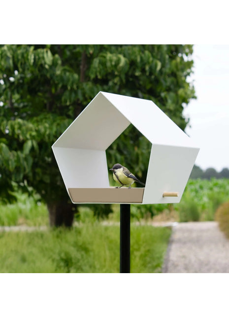 Heeej Big Diamond – vogelvoederhuis birdfeeder op paal - wit