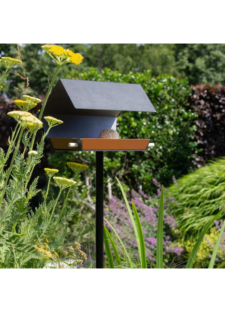 Heeej Open Diamond vogelvoederhuis / birdfeeder op paal bruin