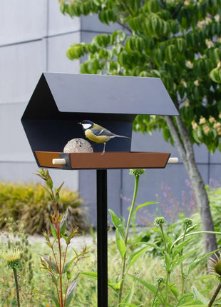 Heeej Open Diamond vogelvoederhuis / birdfeeder op paal bruin