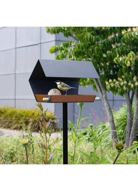 Heeej Open Diamond vogelvoederhuis / birdfeeder op paal bruin