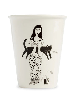 Helen B mok / beker wit porselein black cat