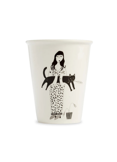 Helen B mok / beker wit porselein black cat