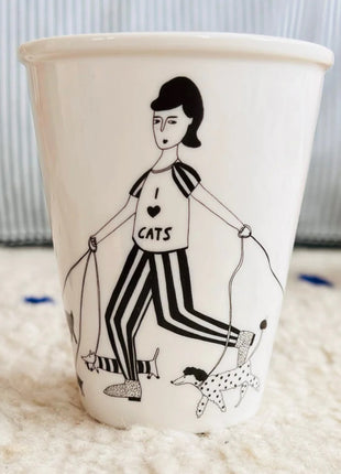 Helen B mok / beker wit porselein I love cats