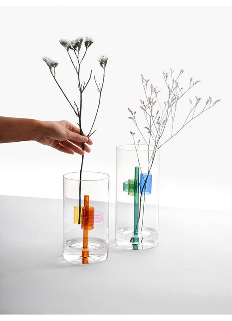 09313091 Ichendorf Iris vaas 3 blauw en helder glas