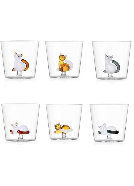 0935209007 Ichendorf tabby cat - poes zittend drinkglas wit / smoke