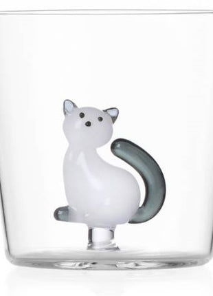 0935209007 Ichendorf tabby cat - poes zittend drinkglas wit / smoke