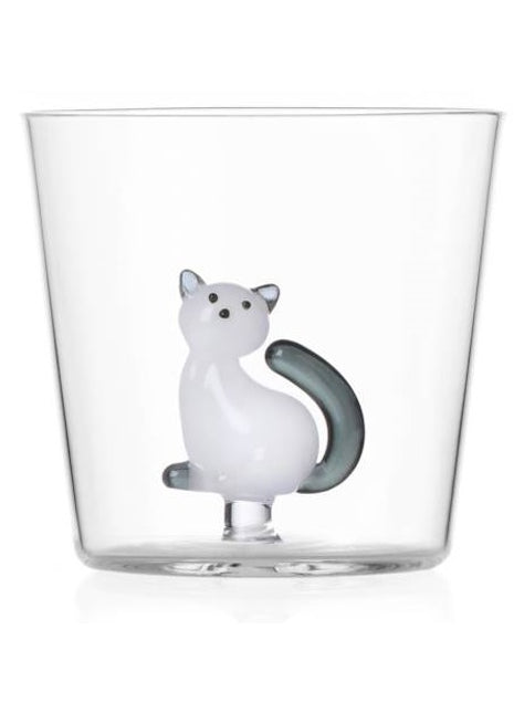 0935209007 Ichendorf tabby cat - poes zittend drinkglas wit / smoke