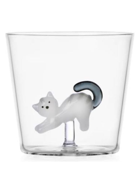Ichendorf tabby cat - poes drinkglas wit grijze staart