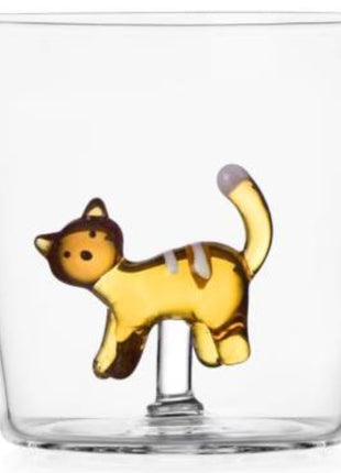 Ichendorf tabby cat - poes drinkglas amber witte strepen