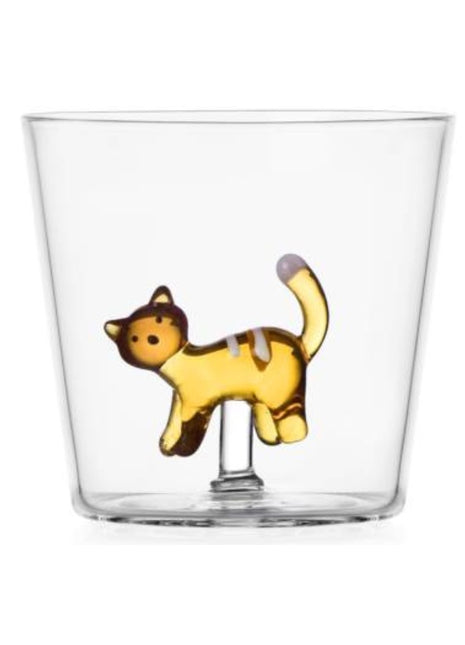 Ichendorf tabby cat - poes drinkglas amber witte strepen
