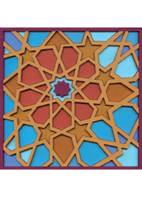 COA-990203 Images Oriënt glas onderzetter Moucharabieh coaster Blauw 1