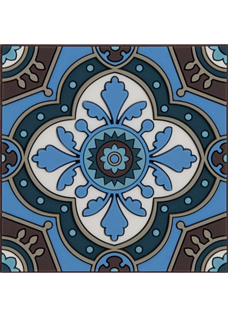 COA-994011 Images d'Orient glas onderzetter / coaster blauw Sejjadeh Azur