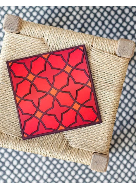 COA-990301 Images d'Orient glas onderzetter / coaster Najma Red