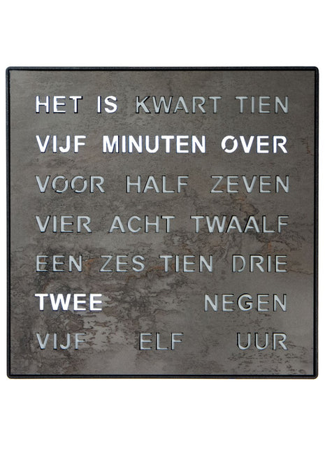 Intertime woordklok Nederlands 28cm - grijs marmer