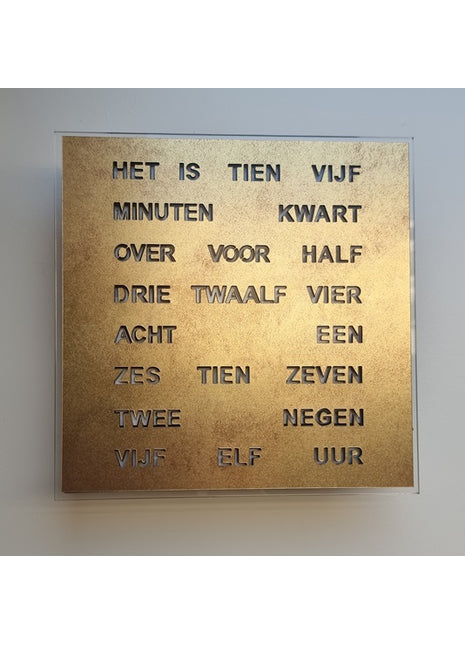 Intertime woordklok nederlands 20cm - goud