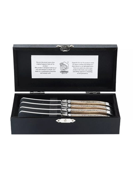 Laguiole Style de Vie Luxe 4 botermessen stonewash eiken