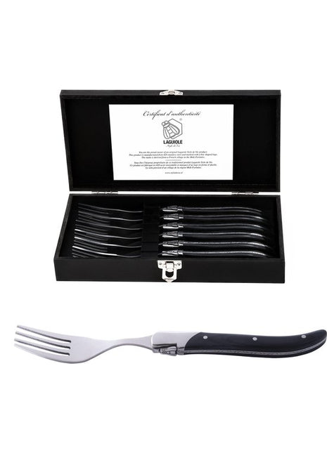 Laguiole Style de Vie Luxury vorken ebbenhout zwart 6 stuks
