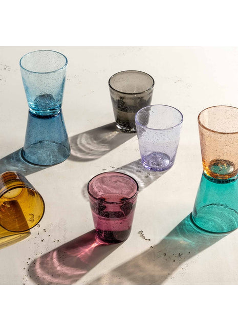 055288 Leonardo Burano gekleurde glazen koude kleuren set 4 stuks