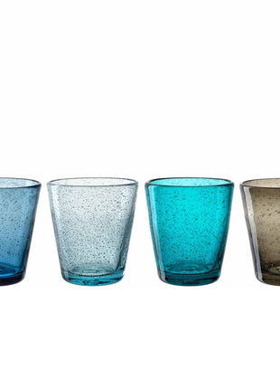 055288 Leonardo Burano gekleurde glazen koude kleuren set 4 stuks
