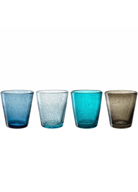 055288 Leonardo Burano gekleurde glazen koude kleuren set 4 stuks