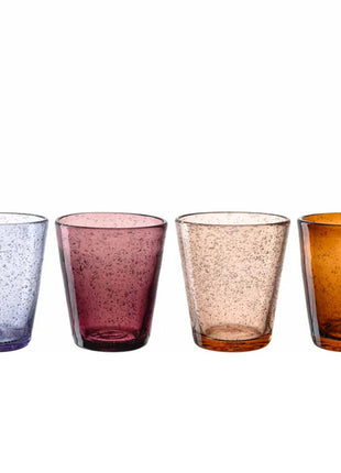 055289 Leonardo Burano gekleurde glazen warme kleuren set 4 stuks